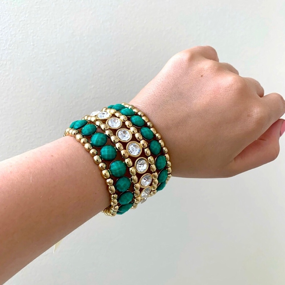 Amrita Singh Wainscott cuff stretch bracelet gold and turquoise